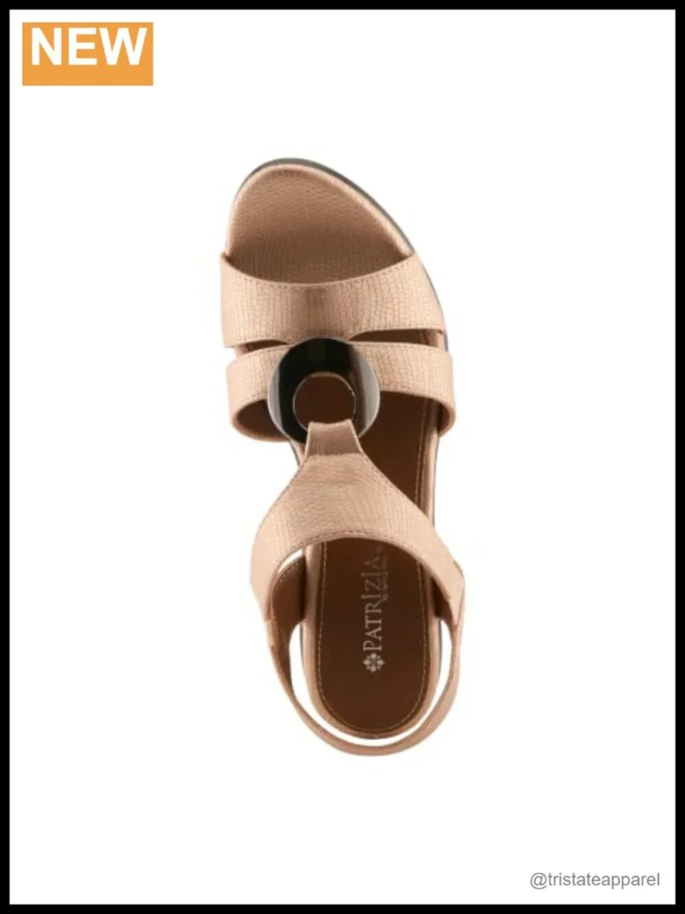 Rola Dress Sandals with Pewter Ring Ornament and Stretch Elastic
